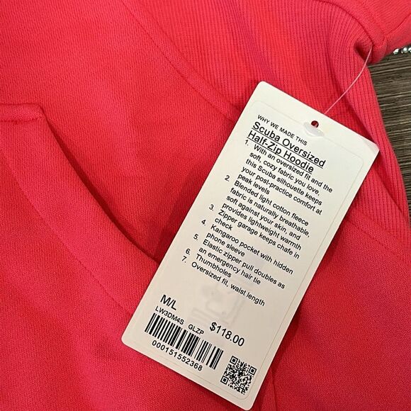 Lululemon Scuba Oversized Half-Zip Hoodie Glaze Pink NWT Size M/L - Picture 4 of 8